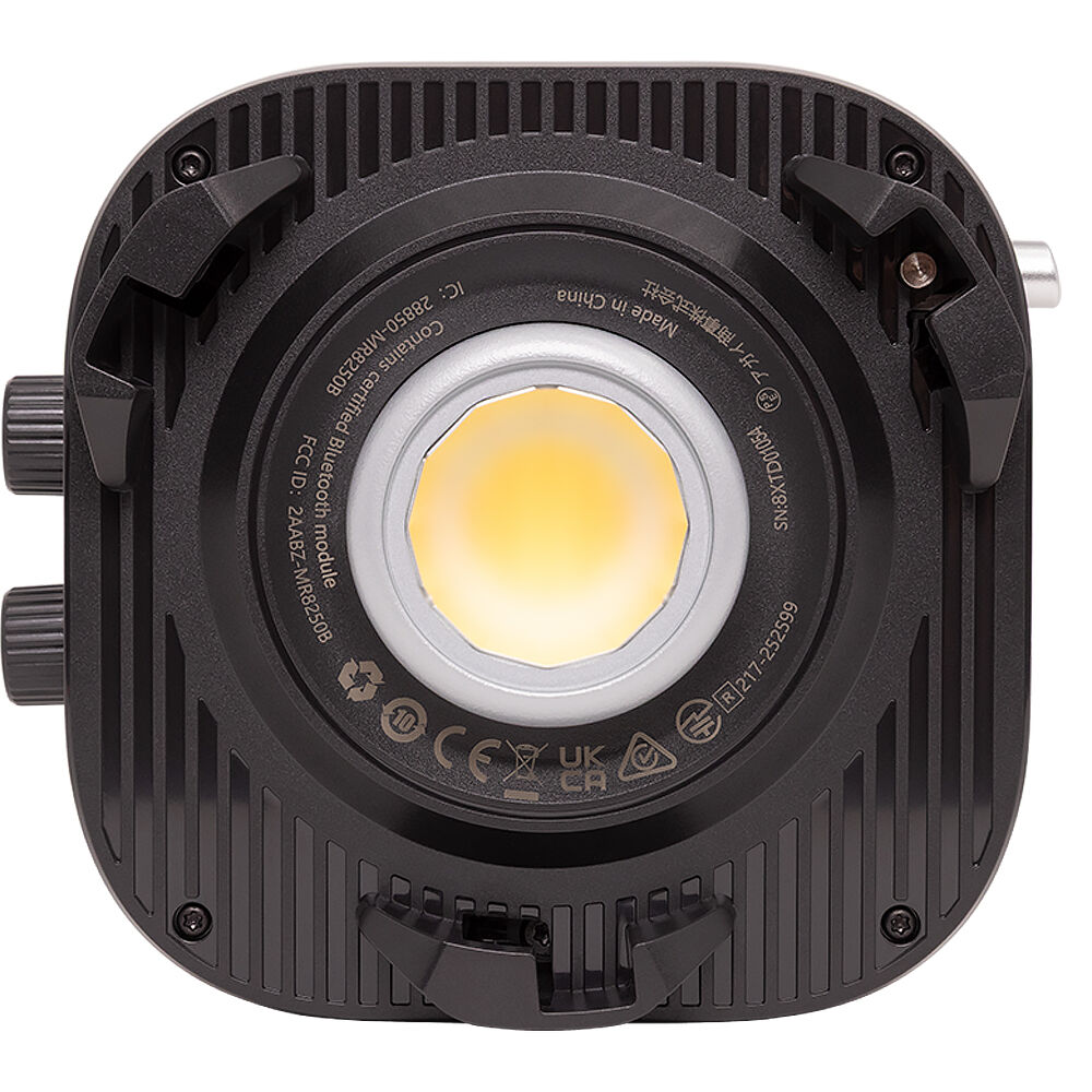 amaran Halo 100x COB light face lit and ready on set