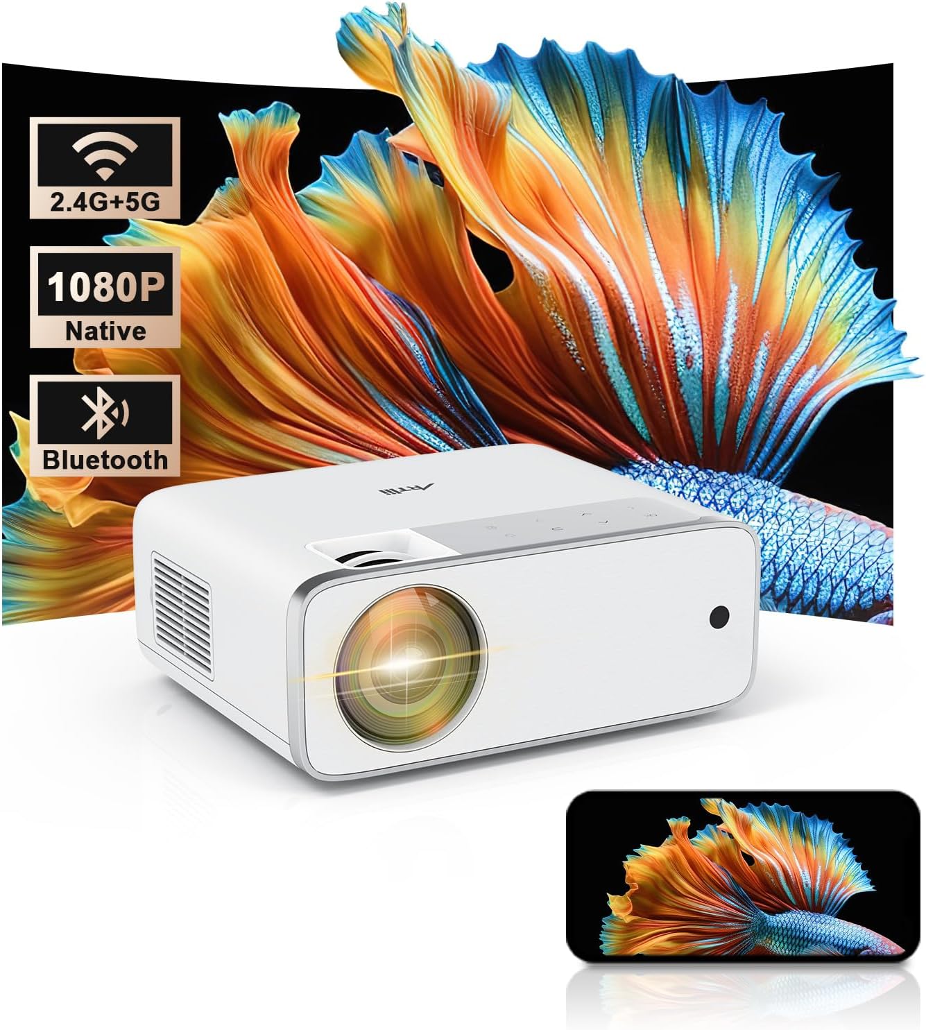 Artlii Enjoy4 mini projector, white body with front lens