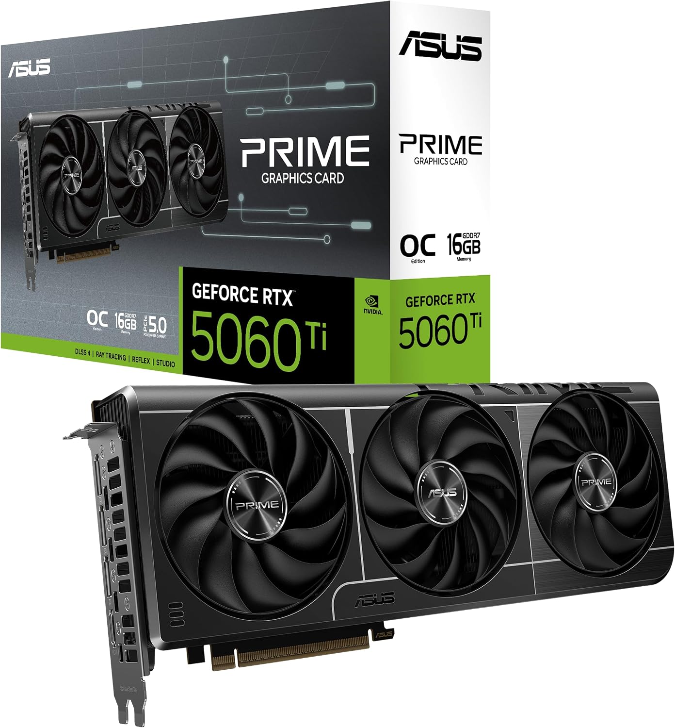 ASUS Prime GeForce RTX 5060 Ti 16GB graphics card and box