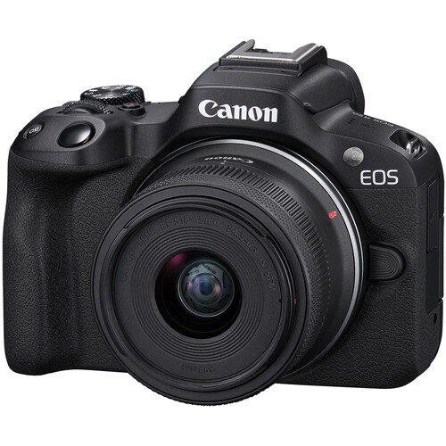 Canon EOS R50 mirrorless camera with 18-45mm kit lens front view