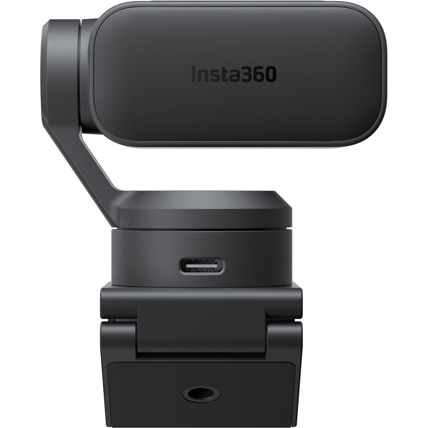 Insta360 Link 2 Pro webcam side profile showing the gimbal arm and USB-C port