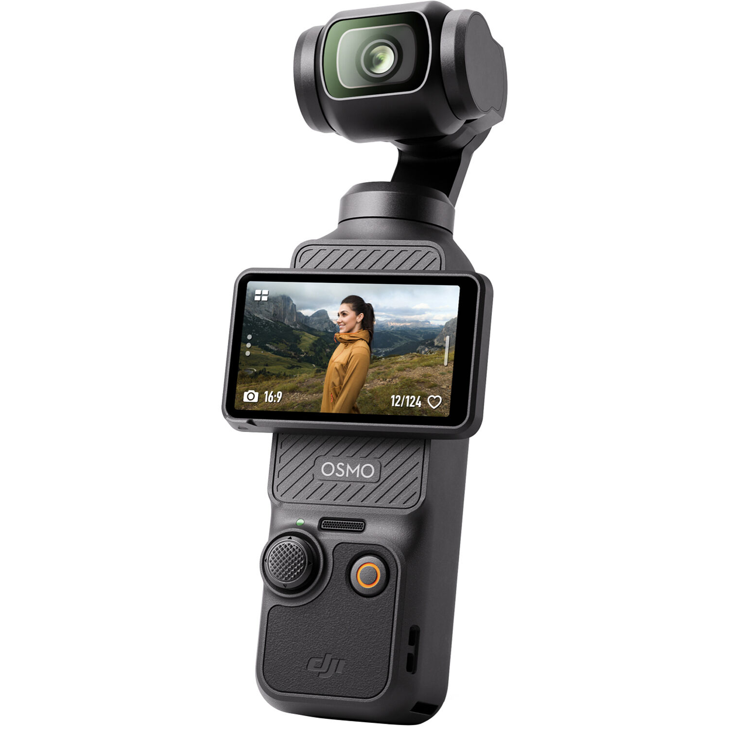 DJI Osmo Pocket 3 handheld gimbal camera showing rotating screen