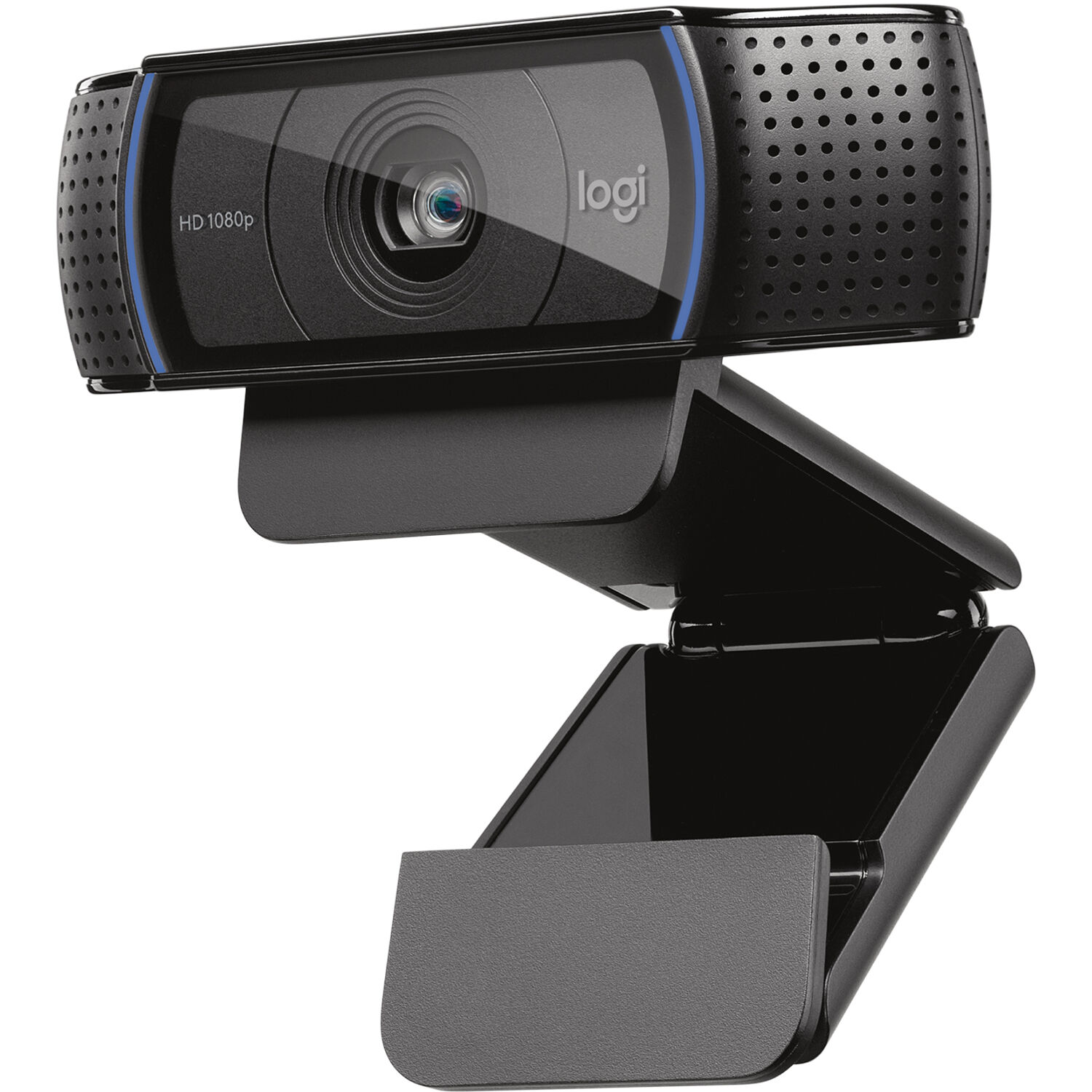 Logitech C920S HD Pro webcam front view with 1080p lens and clip mount