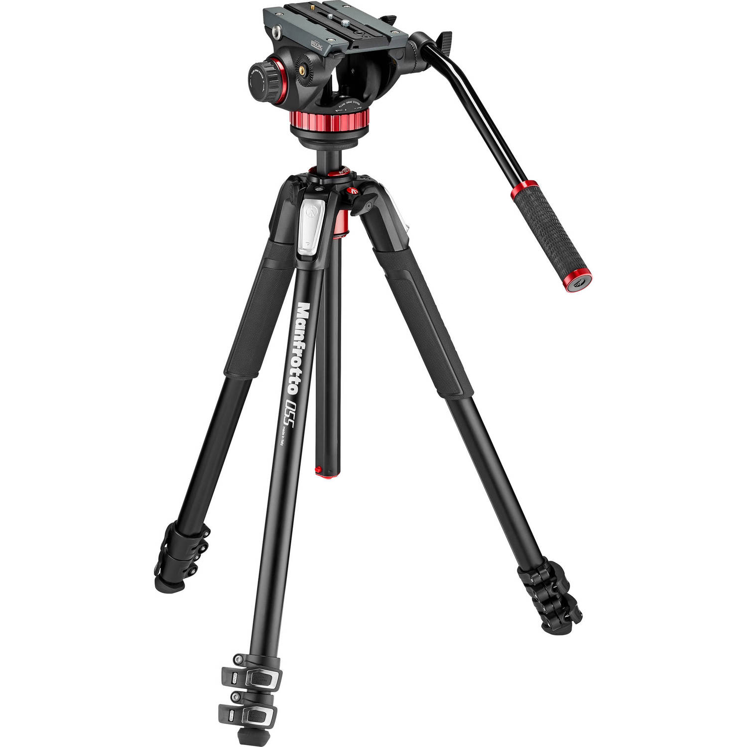 Manfrotto 055 aluminum tripod with 502AH fluid video head and pan bar