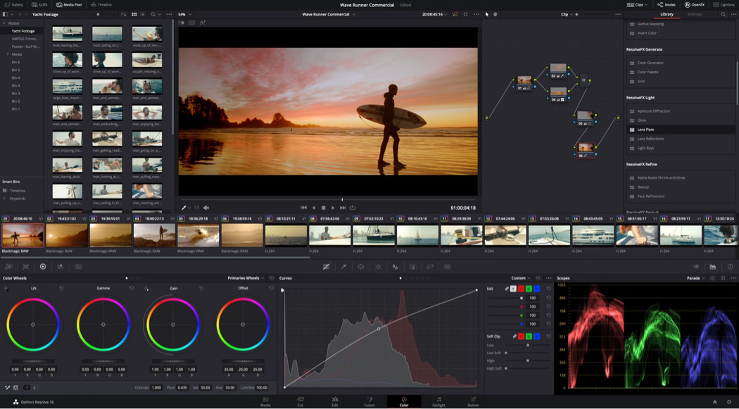 DaVinci Resolve color grading interface