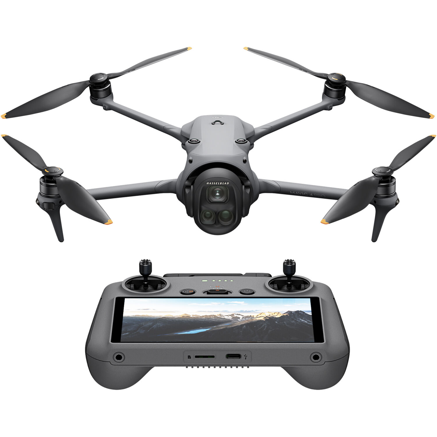 DJI Mavic 4 Pro with Hasselblad camera and remote for luxury real estate video