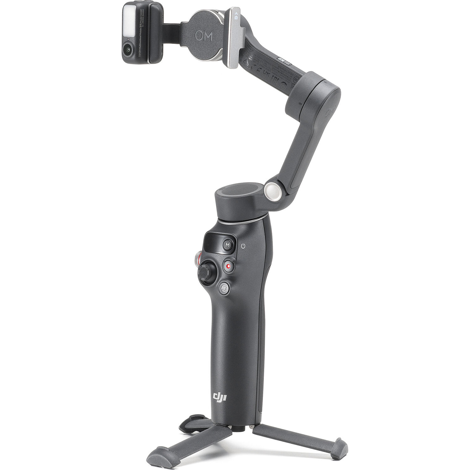 DJI Osmo Mobile 7P gimbal unfolded showing multifunctional module and tripod