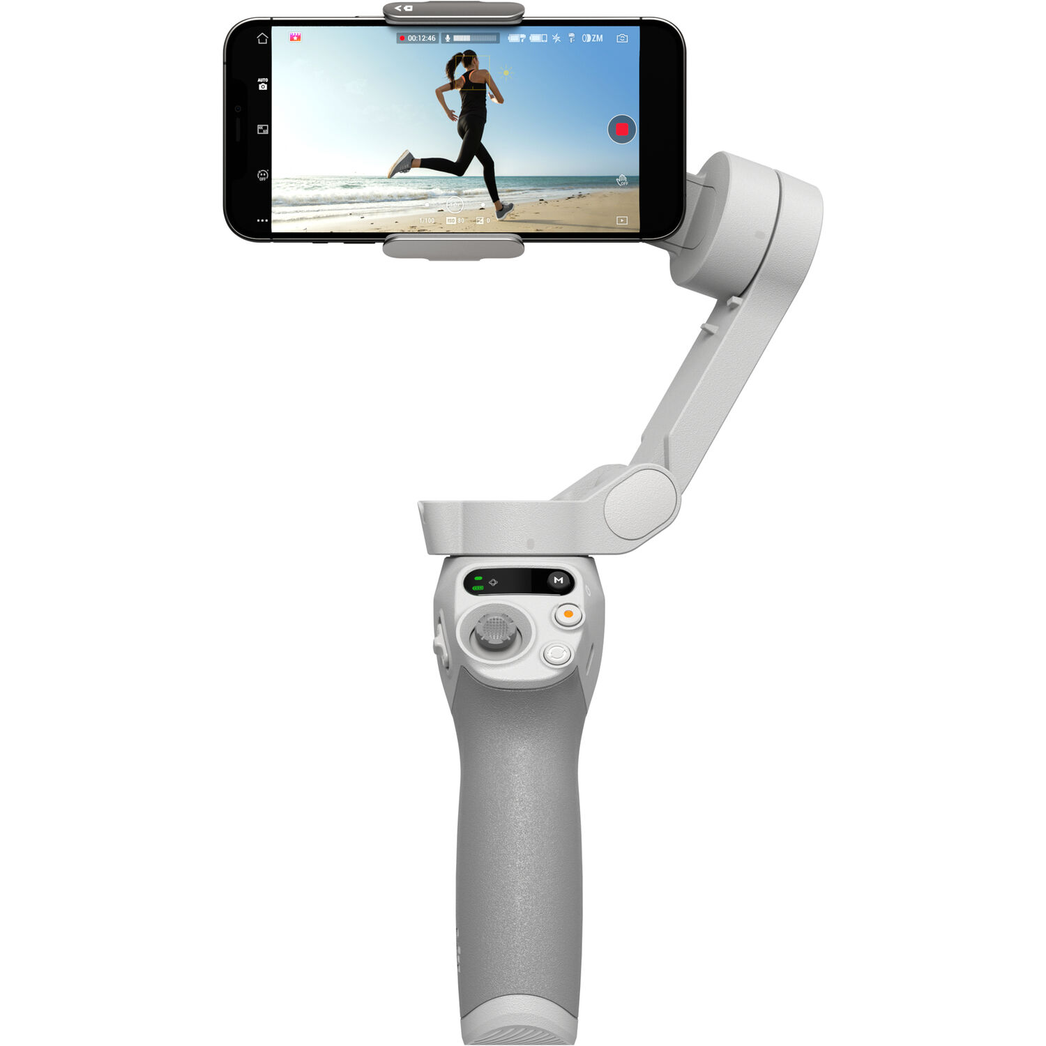 DJI Osmo Mobile SE gimbal folded with tripod base and control joystick