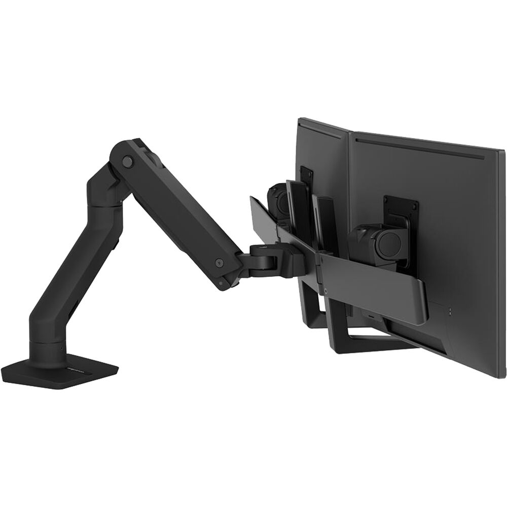 Ergotron HX dual monitor arm holding two displays