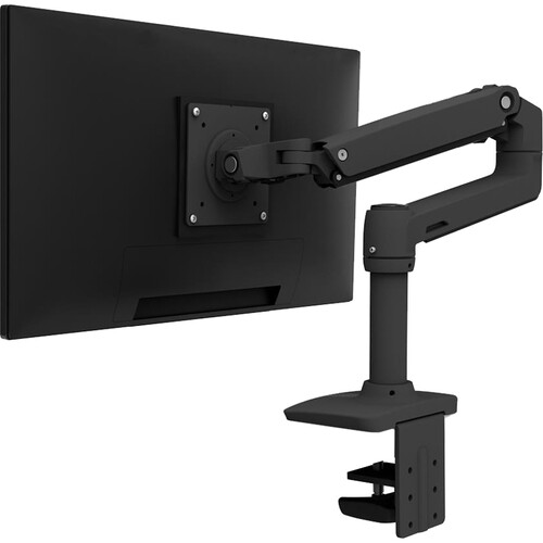 Ergotron LX desk mount monitor arm on an editing desk