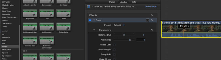 fcpx audio gain