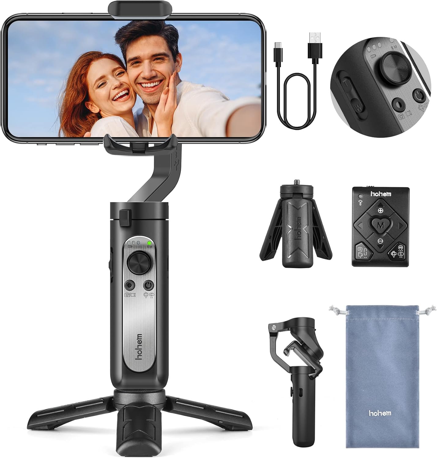 Hohem iSteady X2 three-axis smartphone gimbal stabilizer folded compact