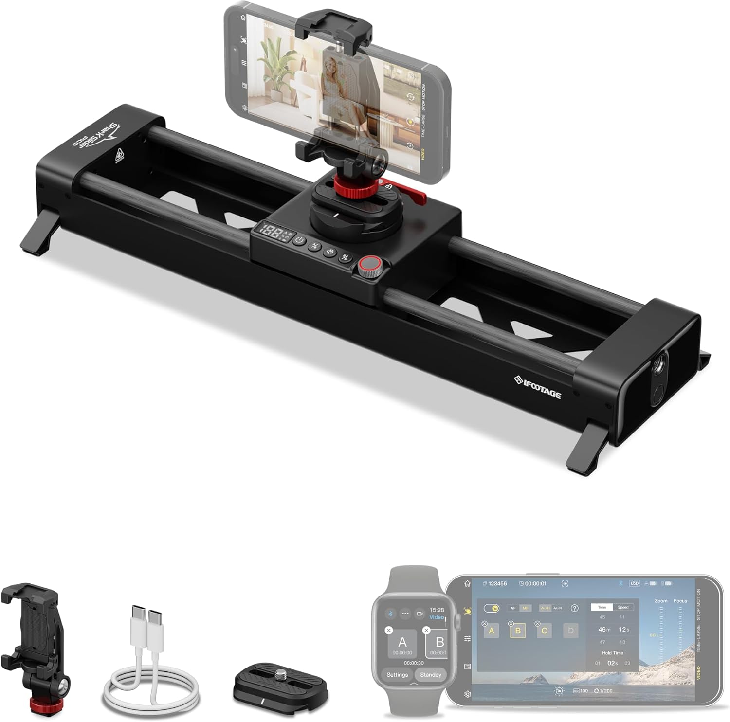 iFootage Shark Slider Pico compact motorized camera slider with phone mount