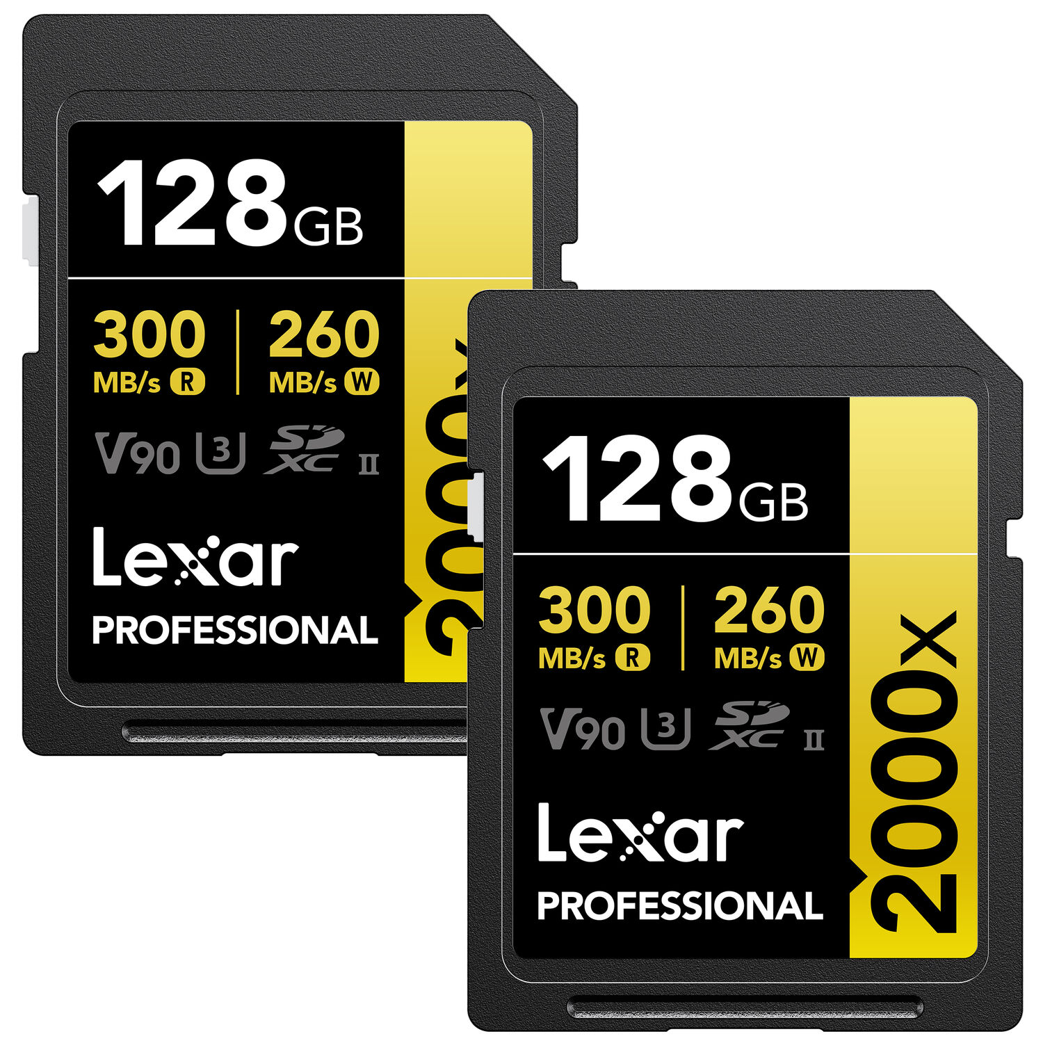 Lexar Professional 2000x 128GB UHS-II V90 SDXC memory cards two-pack