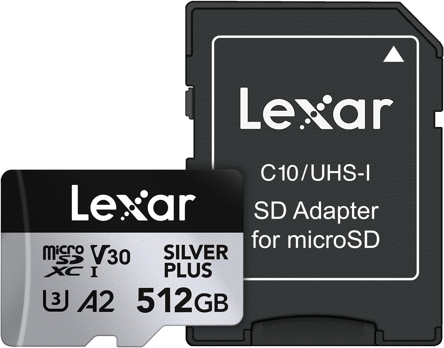 Lexar Professional Silver Plus 512GB microSD card with SD adapter