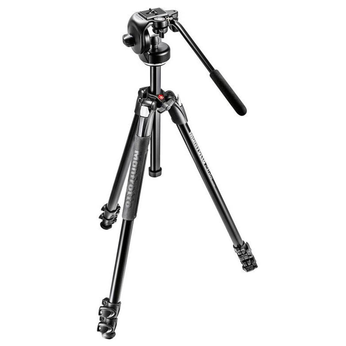 Manfrotto 290 Xtra aluminum tripod with fluid video head and pan bar
