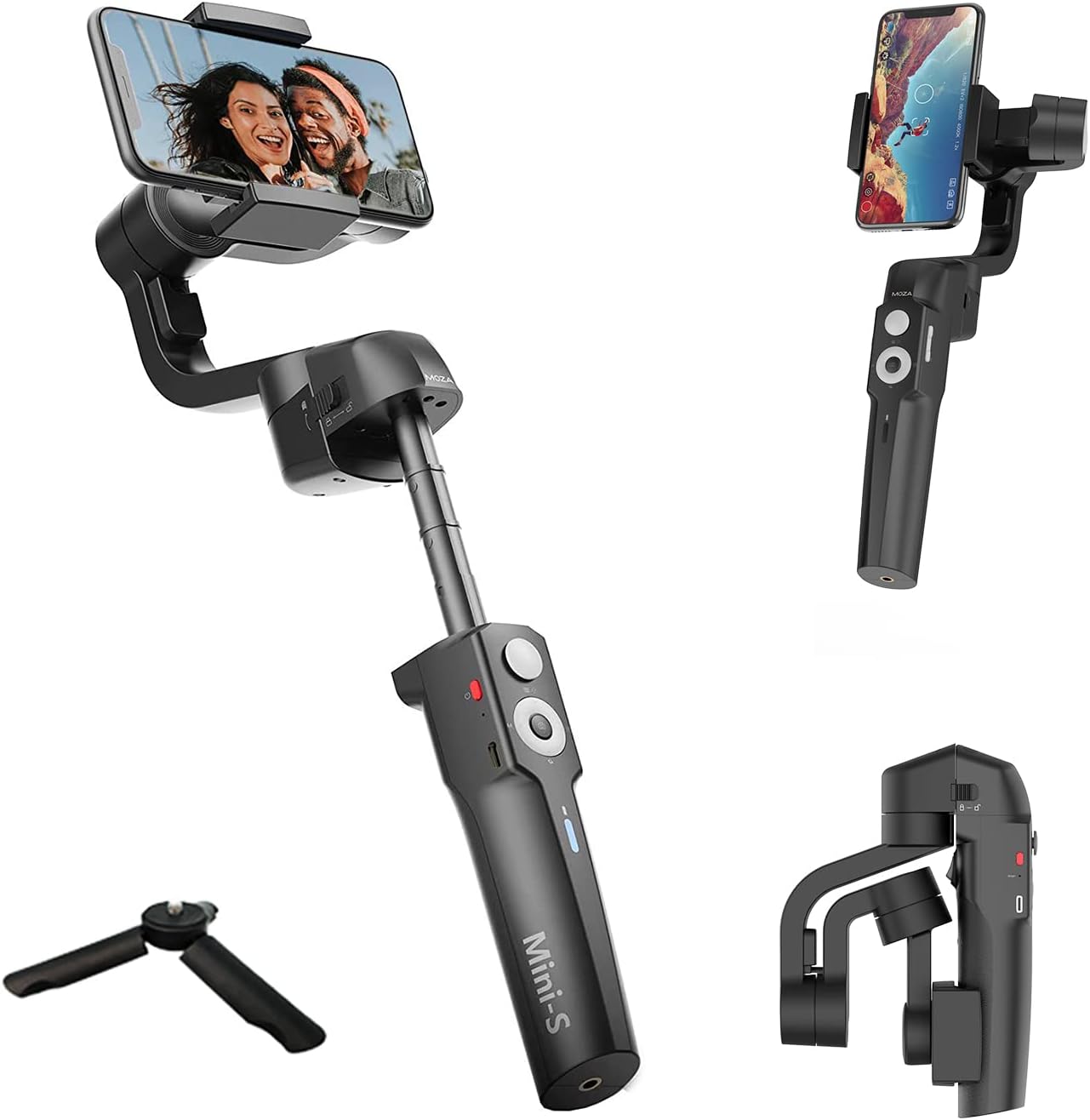 Moza Mini-S smartphone gimbal with extension pole and mini tripod