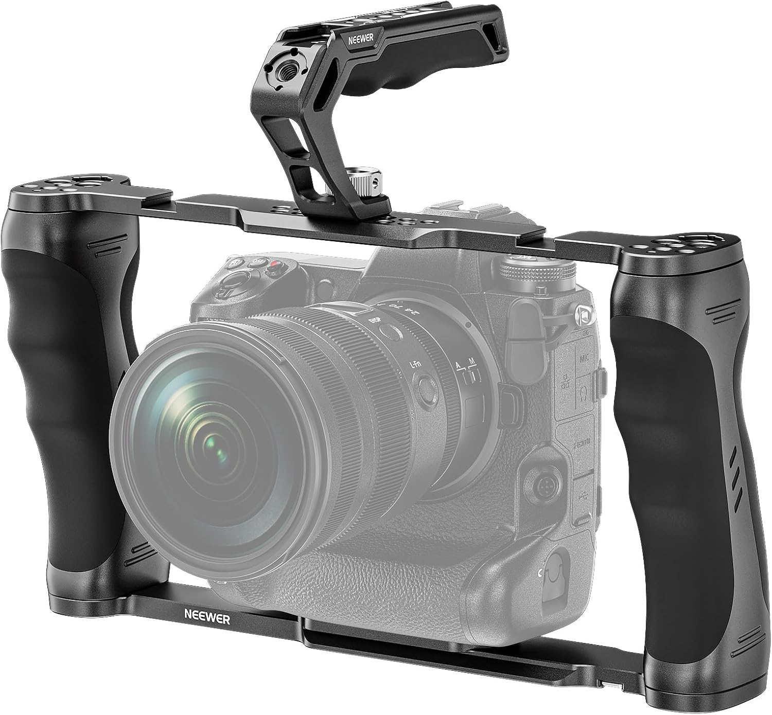Neewer CA016T universal camera cage with top handle and dual side handgrips