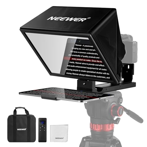 NEEWER X12B teleprompter with camera, remote and carry bag