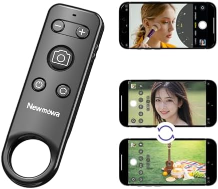 Newmowa Bluetooth remote shutter with zoom buttons and finger ring for iPhone video