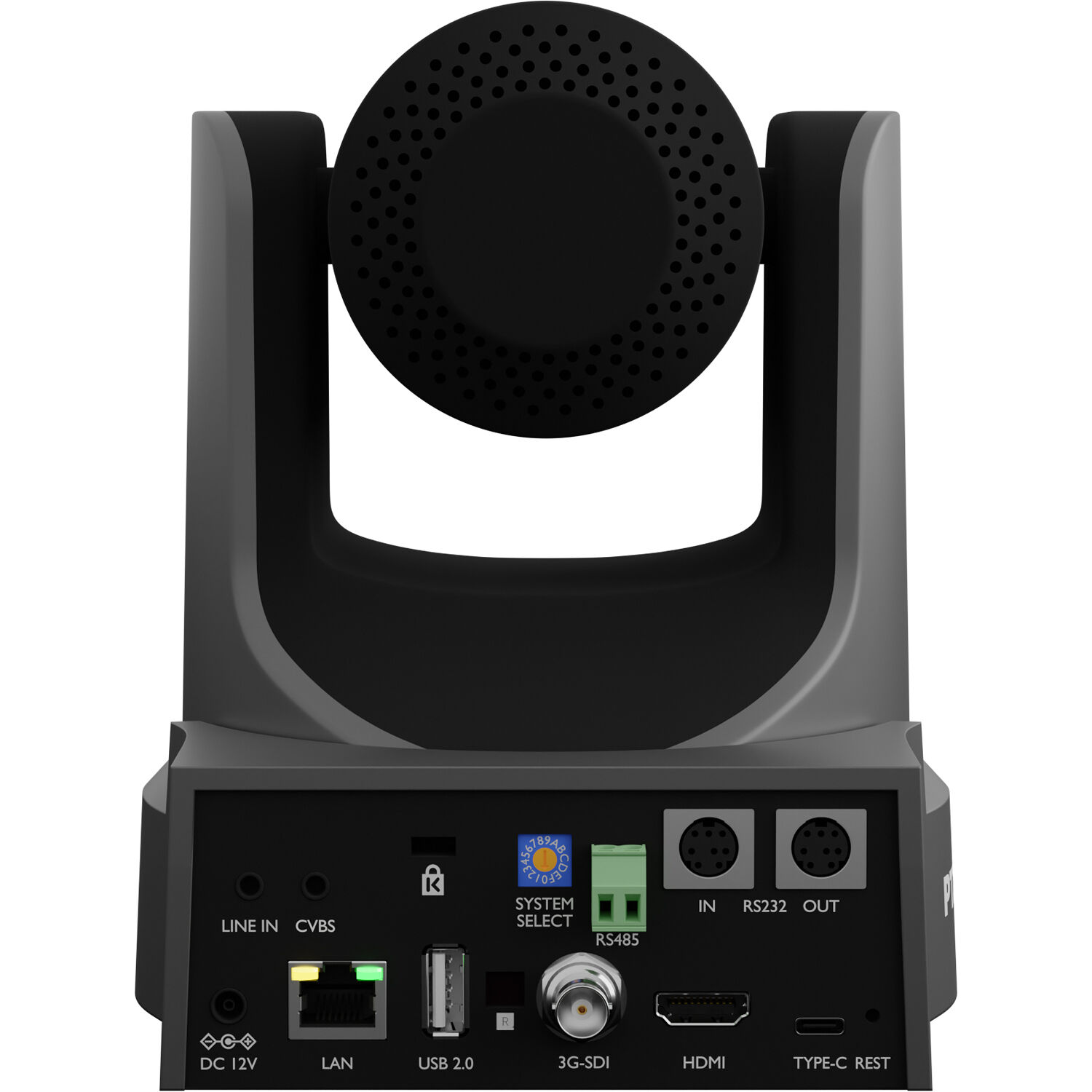PTZOptics Move SE side view showing connectivity ports
