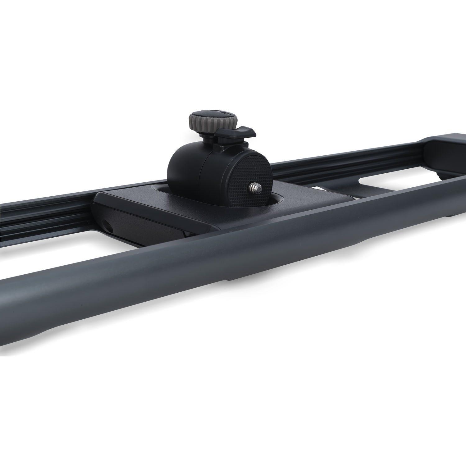 Close-up of the Rhino ROV Pro Traveler 16 carriage and quick release ball head