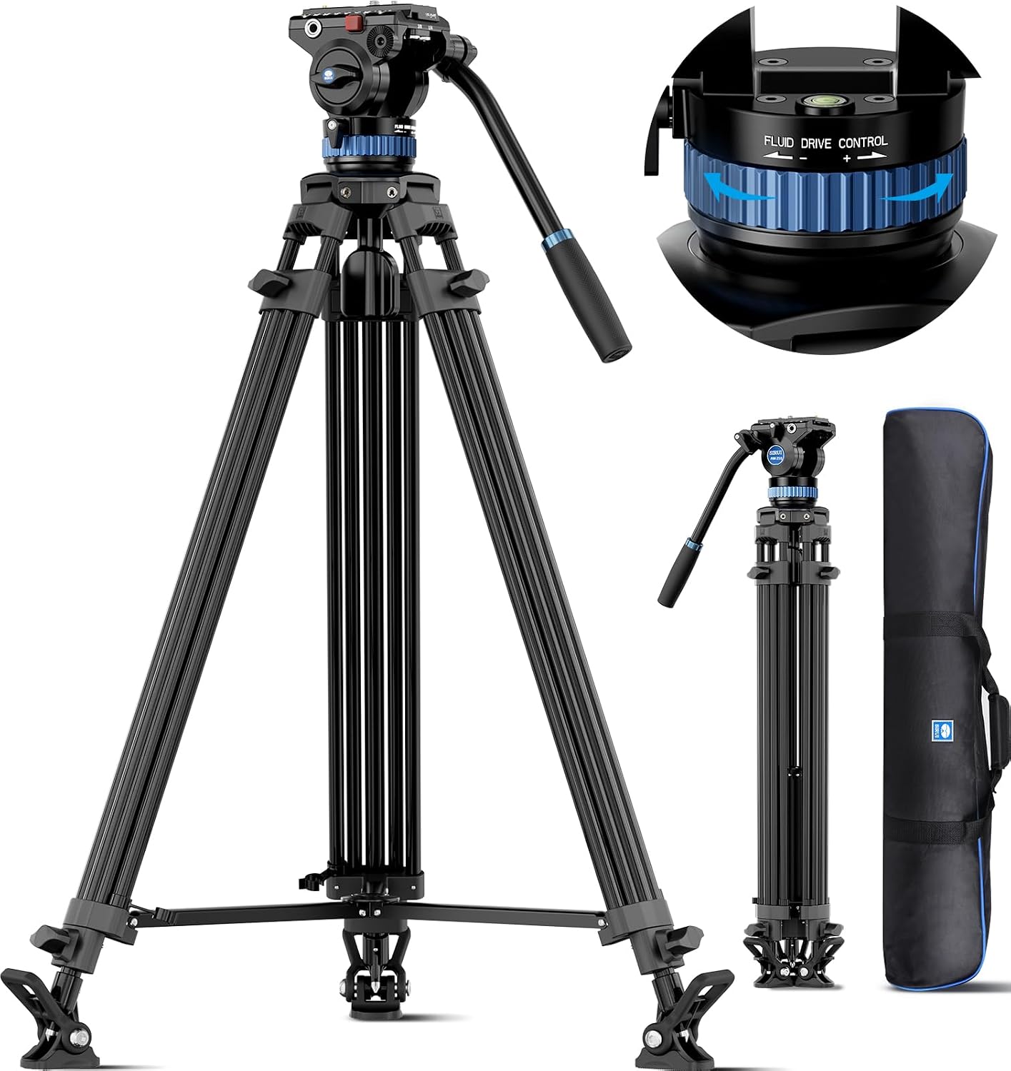 Sirui AM-25S video tripod with fluid head, 75mm bowl base and quick release plate