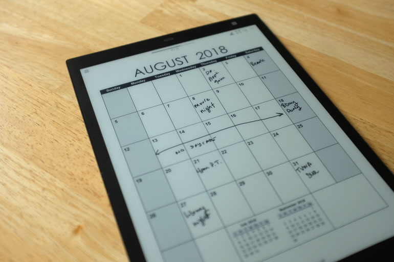 digital paper calendar sony