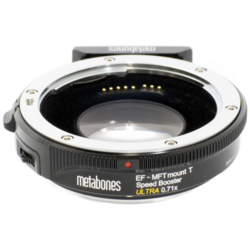 Metabones Speed Booster Ultra front view showing the EF to Micro Four Thirds 0.71x marking