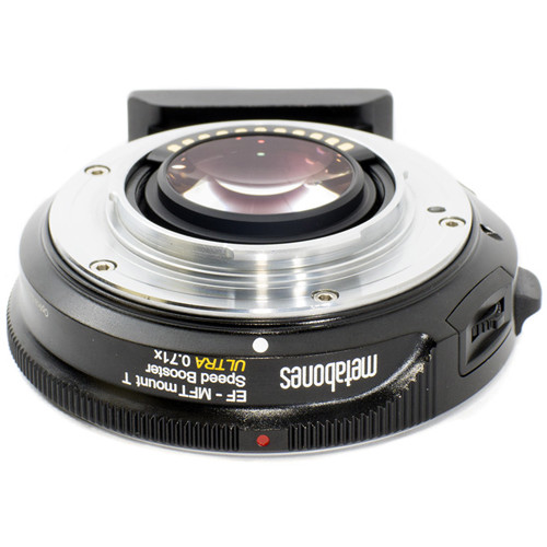 Metabones Speed Booster Ultra rear view showing the reducer optical element and update port