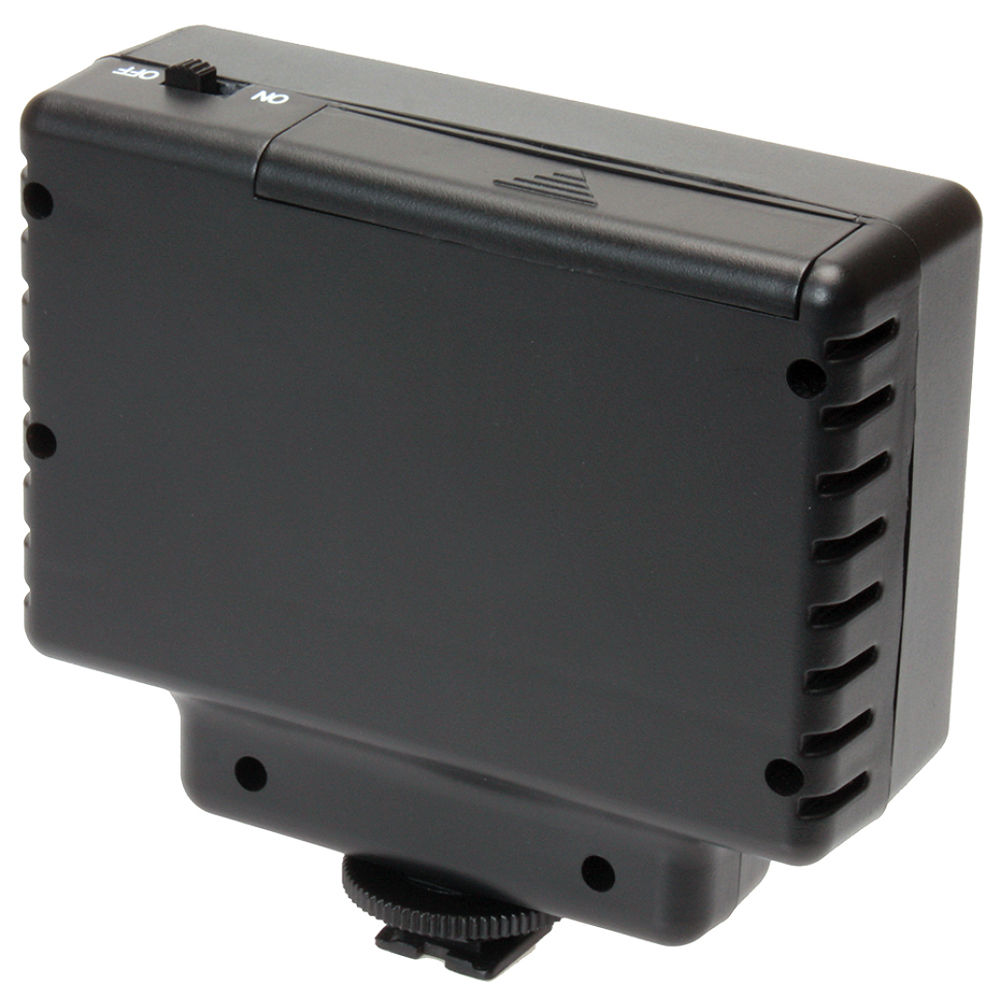 Rear view of the Sunpak VL-LED-96 showing the battery compartment door and cold shoe foot