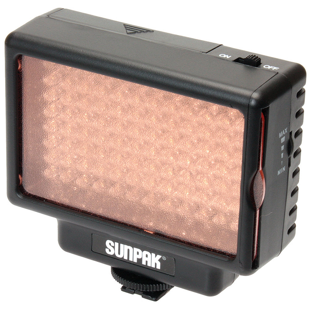 Sunpak VL-LED-96 with the 3500K amber color correction filter attached