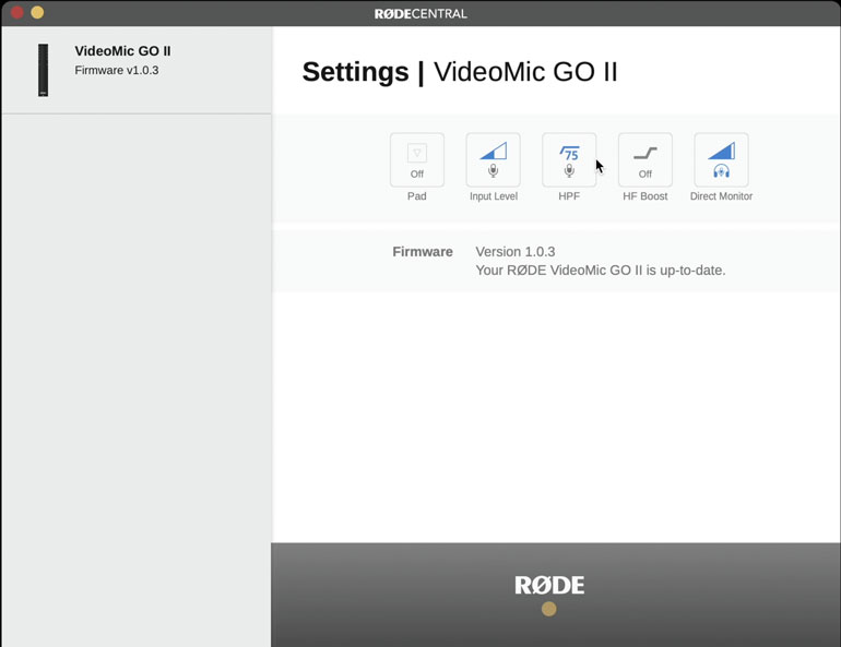 videomic-go-ii-rode-central-settings