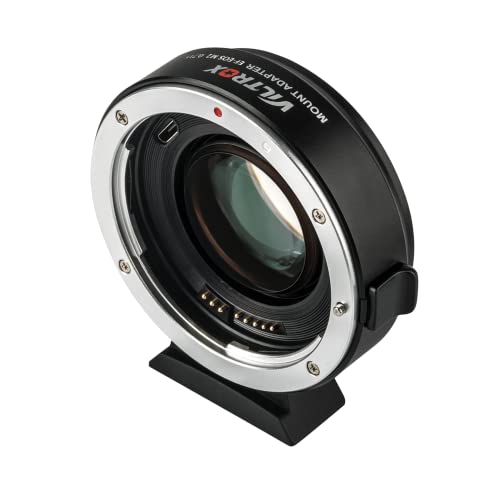 Viltrox EF-EOS M2 speed booster front view with mount adapter labeling