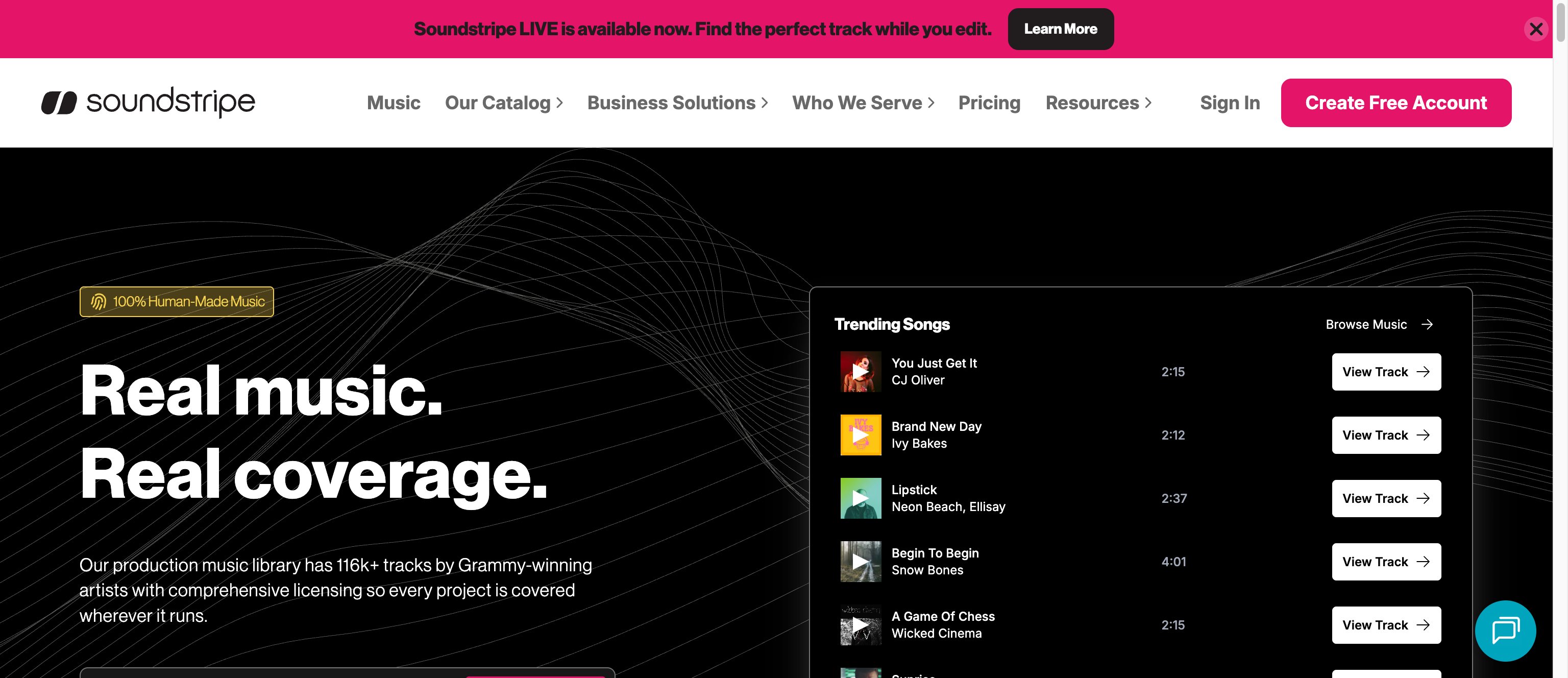 Soundstripe royalty-free music library for filmmakers and creators