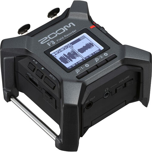 Zoom F3 two-input field recorder with XLR inputs and small display